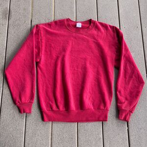 Vintage 80s JERZEES Blank Red Crewneck Sweatshirt Made in USA - Adult Medium